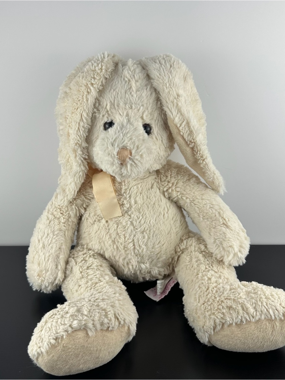 Russ Berrie Rare Hippity White Cream Bunny Rabbit 17” LARGE Size Plush Bow